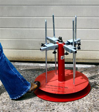 Photo of a foot operated spray table
